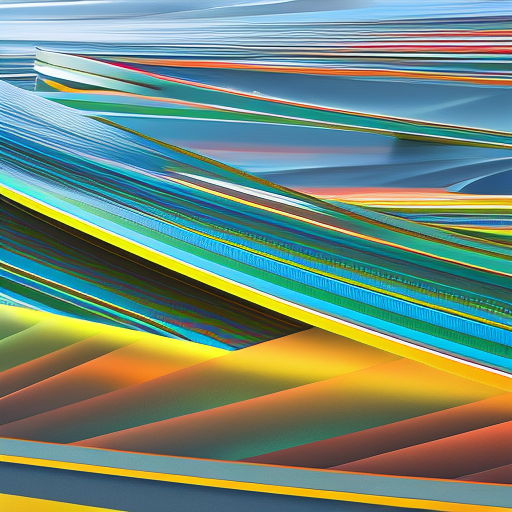 Ract image of crisp, bright colors representing a digital landscape of financial investments in 2030