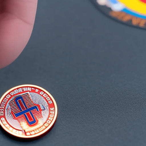 -up of a finger interacting with a mobile device, tapping on a colorful, interactive Pi Coin logo