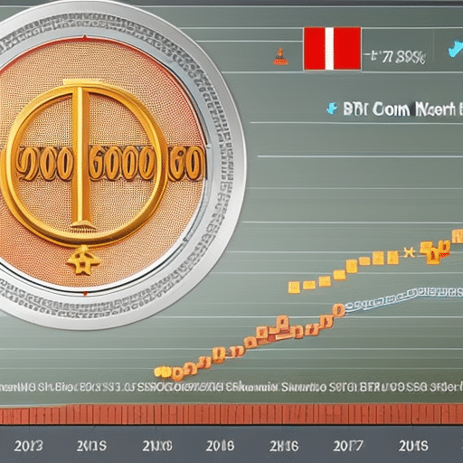 with a rising line showing the sharp increase in Pi Coin over the last few months, paired with a pi symbol and a stack of coins