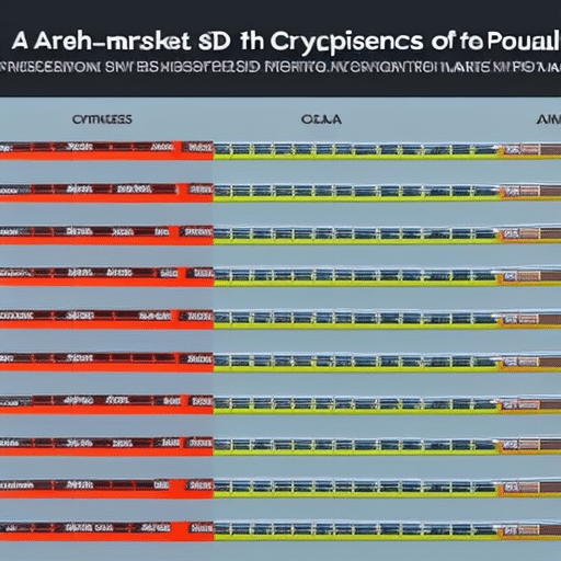 Aph comparing the market depth of popular cryptocurrencies, with colors representing their respective market cap