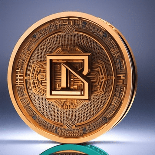 Stration of a 3D-printed Pi Coin at the center of a vibrant digital financial ecosystem
