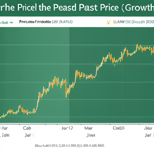 of the Pi Coin price over the past 12 months, with a rising trend line and arrows pointing to the potential of future growth