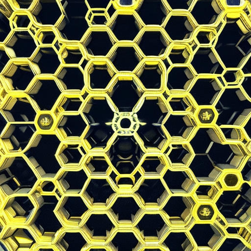 Ract image of a honeycomb with a yellow-golden hue, representing the global network of Pi Coin masternodes and the decentralized governance that brings them together