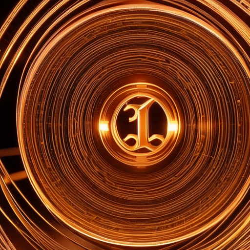 Close-up of a 3D-rendered golden pi symbol, surrounded by a network of intertwining copper wires and glowing nodes
