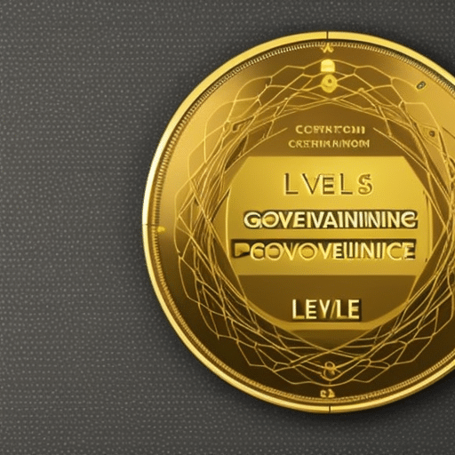 illustrating the levels of governance, from decentralized to centralized, with a gold-colored Pi Coin at the center