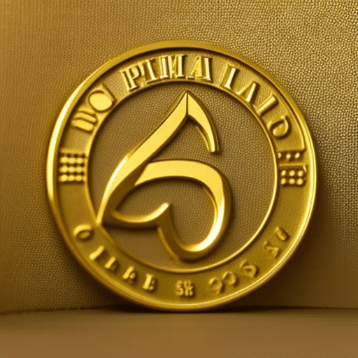 -up of a gold-plated pi symbol with a graph in the background, showing a steady rise in value