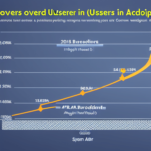 Graph showing an upward trend of users over time, with a highlighted decrease in user numbers at the point of coin adoption