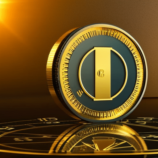 showing the growth of the value of Pi Coin, with a golden sunrise in the background, symbolizing economic and financial growth