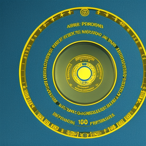 T blue circle with a line of small yellow circles growing outward, surrounding the blue circle as a representation of Pi Coin's evolution through AI