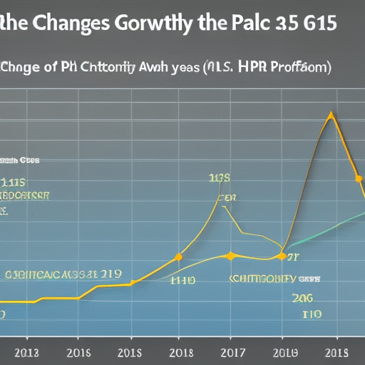 Graph showing the growth of Pi Cryptocurrency over time, with a focus on changes in the past year