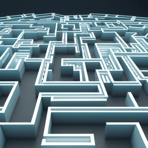Chain-shaped maze filled with obstacles representing different regulations, highlighting the complexity of navigating the regulatory landscape