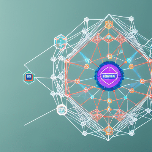 Ful tech network diagram with nodes representing Pi Blockchain and arrows signifying scalable solutions