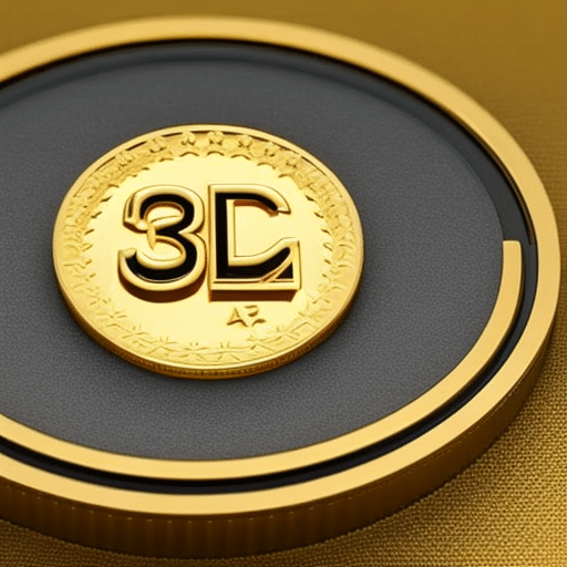 An illustration of two hands shaking, each holding a 3D golden Pi Coin