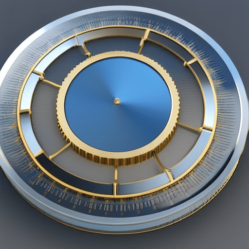 Design of a golden Pi token over a blue-hued pie chart representing investment and financial growth
