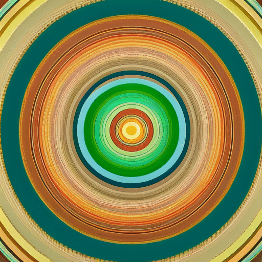 Ful, abstract illustration of three concentric circles, each emitting a different number of Pi Coins