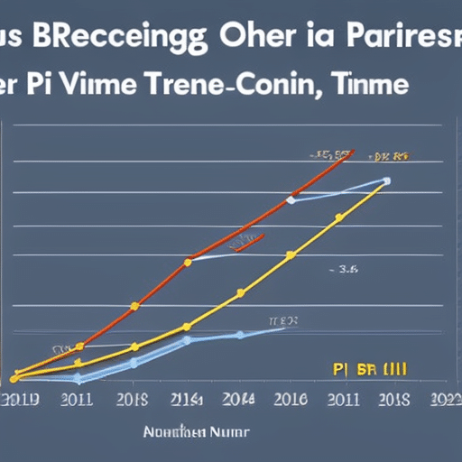 showing the increasing number of Pi Coin partnerships over time, with upward-facing arrows indicating the growing trend