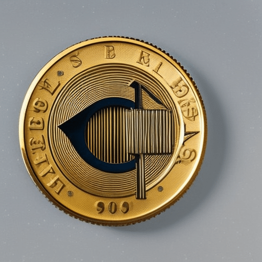 Ic of a coin with a pi symbol, surrounded by a graph of rising and falling numbers, with a magnifying glass hovering above it