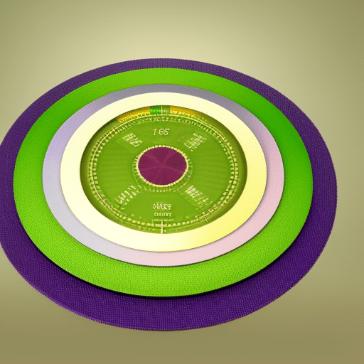 E of a circular, 3-layered pie chart with the colors green, yellow, and purple to illustrate the sustainable business model of Pi Coin