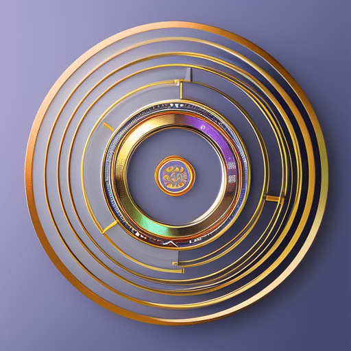 Ract illustration of a vividly colored, 3-dimensional, metallic pi-shaped token, surrounded by rotating circles and lines indicating digital tokenization process