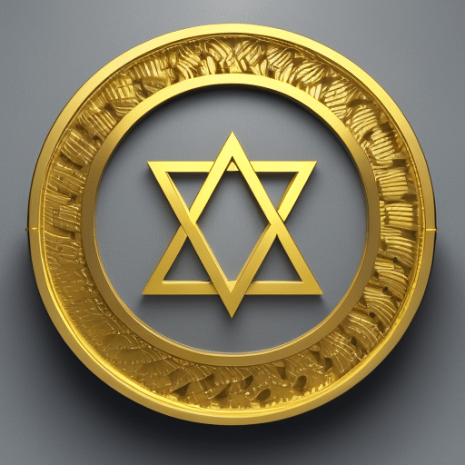 Zed image of a golden pi symbol, with a 3D golden chain wrapped around it, symbolizing the secure and regulated tokenization of the Pi Coin