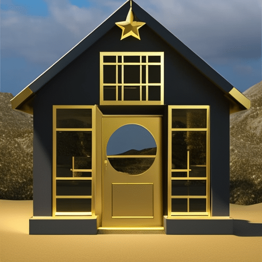 An image of a house with a gold token hovering above it, symbolizing the tokenization of real estate