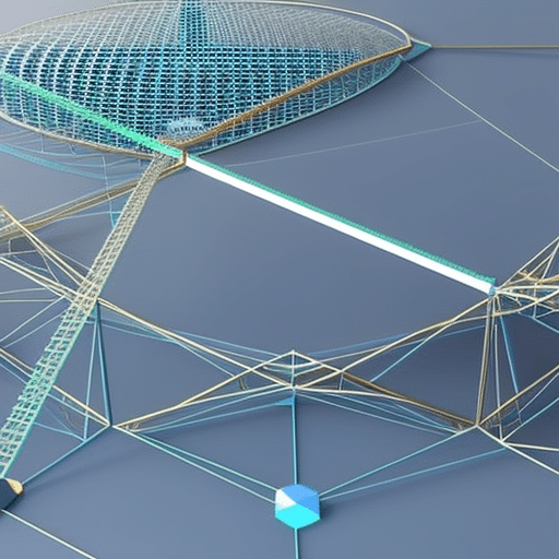 L representation of the interlocking relationship between a Pi Coin and its utility and tokenomics, depicted through a 3D graph