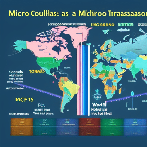 Ful graph of micro-transactions across a map of the world, each point of color representing a successful Pi Crypto transaction