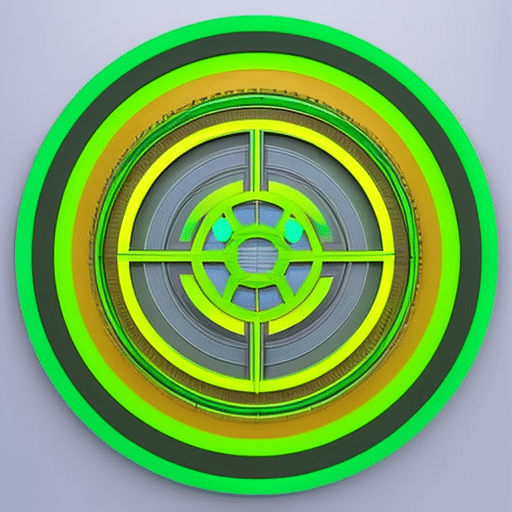 E chart of overlapping circles, representing different cryptocurrencies, with a glowing green halo around the center