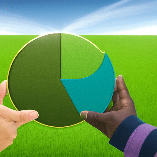 Stration of three diverse hands holding a circular pi token, each person standing on a different colored patch of grass, with a light radiating from the center of the token