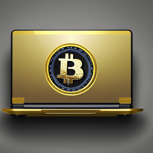 Zed diagram of a laptop with a Pi cryptocurrency logo and a magnifying glass hovering over it